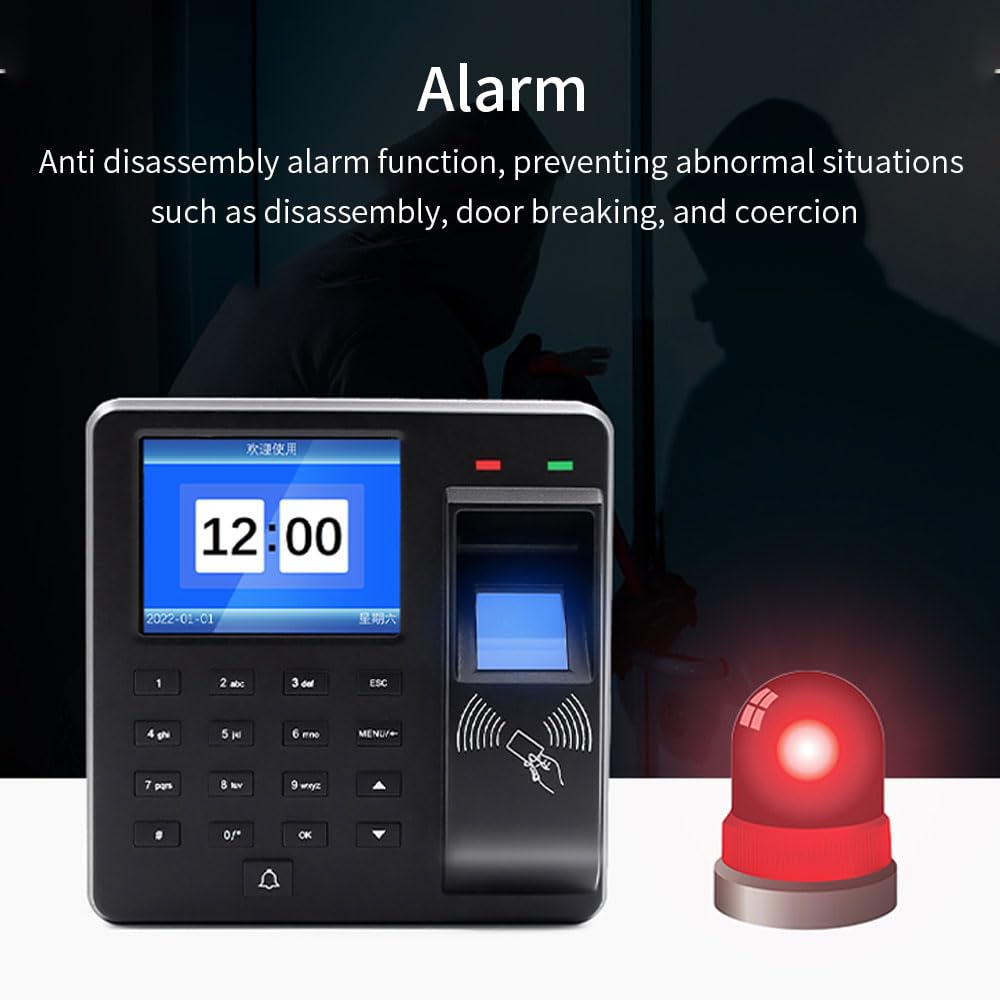 Access Control Time Attendance Machine Fingerprint Recognition/Password/Card Time Clock Employee Check-in Recorder with 10PCS Thick Card