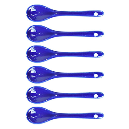 Albedel Blue 6 pcs Porcelain Egg Spoons Ceramic Spoons 4.7 inch Coffee Dessert Yogurt Tea Milky Tea