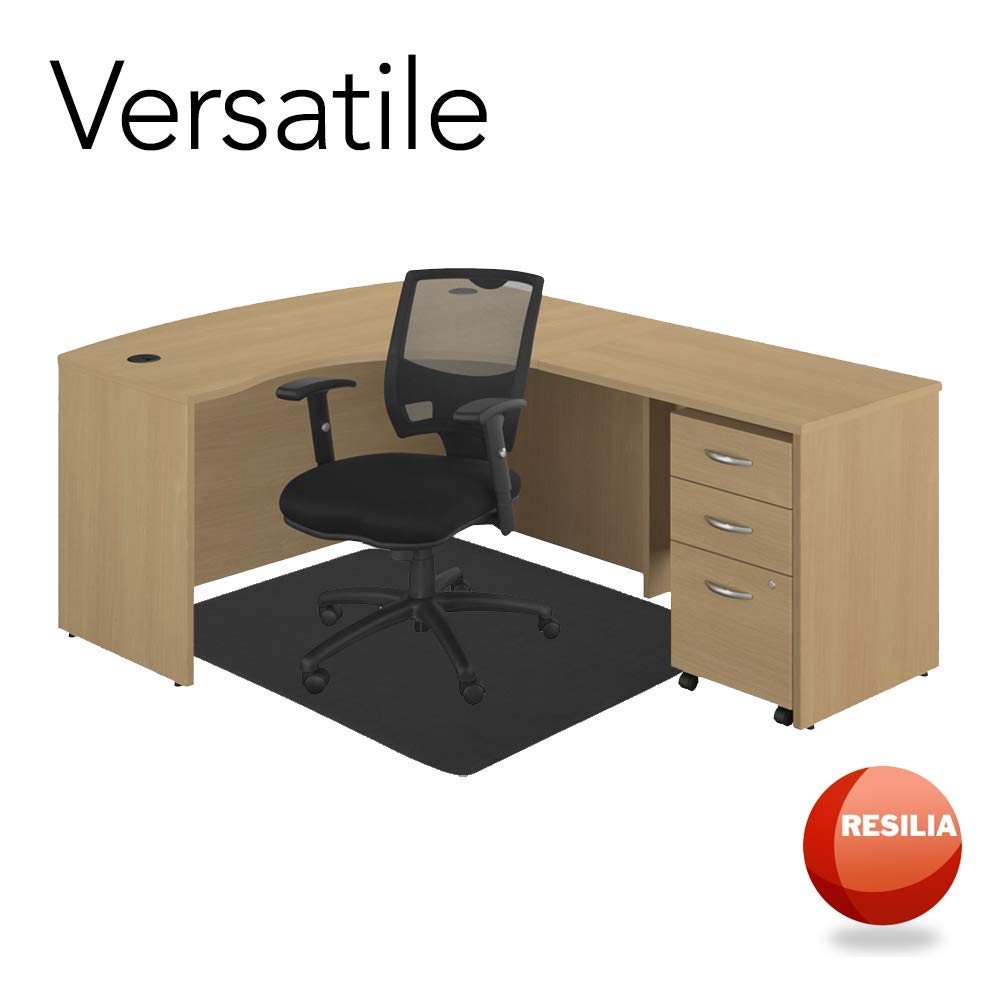 RESILIA Office Desk Chair Mat - for Low Pile Carpet (with Grippers) Black, 36 Inches x 48 Inches, Made in The USA