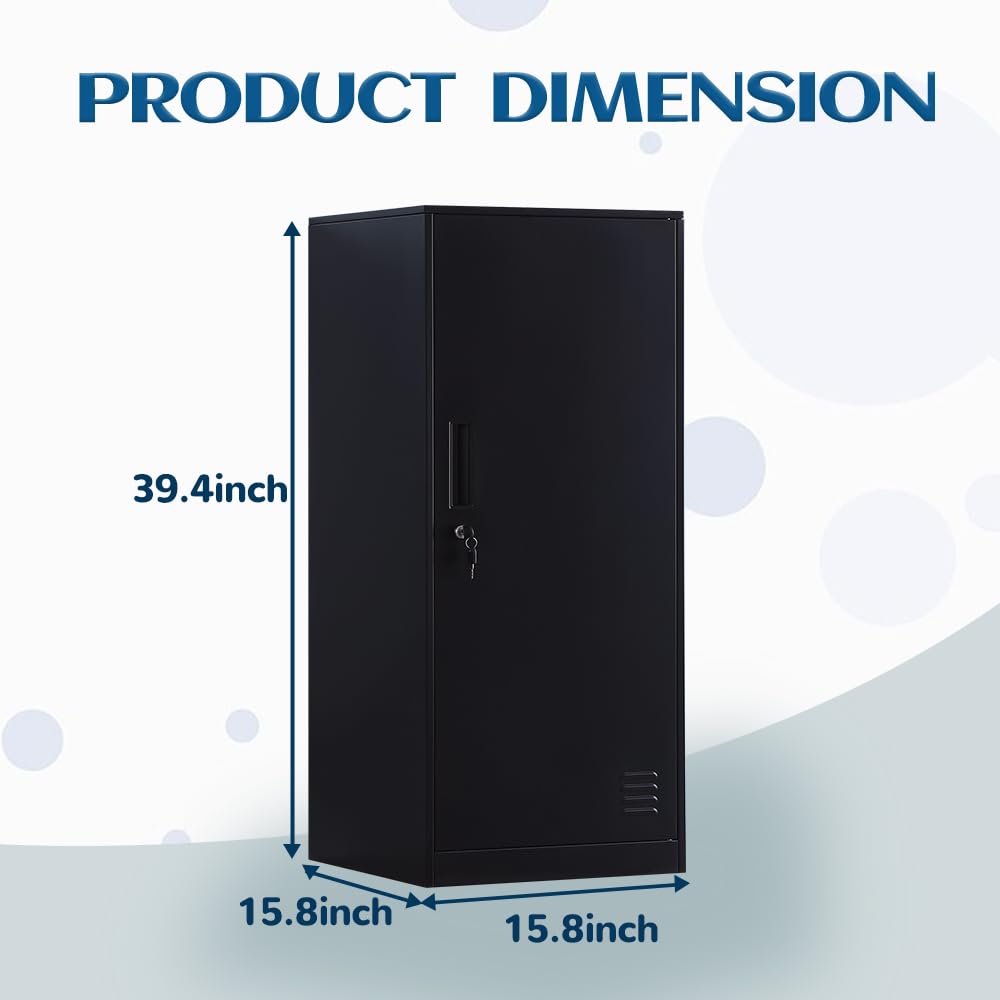 DAYTOYS 1 Door Metal Vertical Storage Locker for Kids Bedroom, Children Room, School, Office, Home,Stackable Steel Storage Cabinet for Toys, Sports Equipment,Anti-Tilting Device.(Black, 1D)