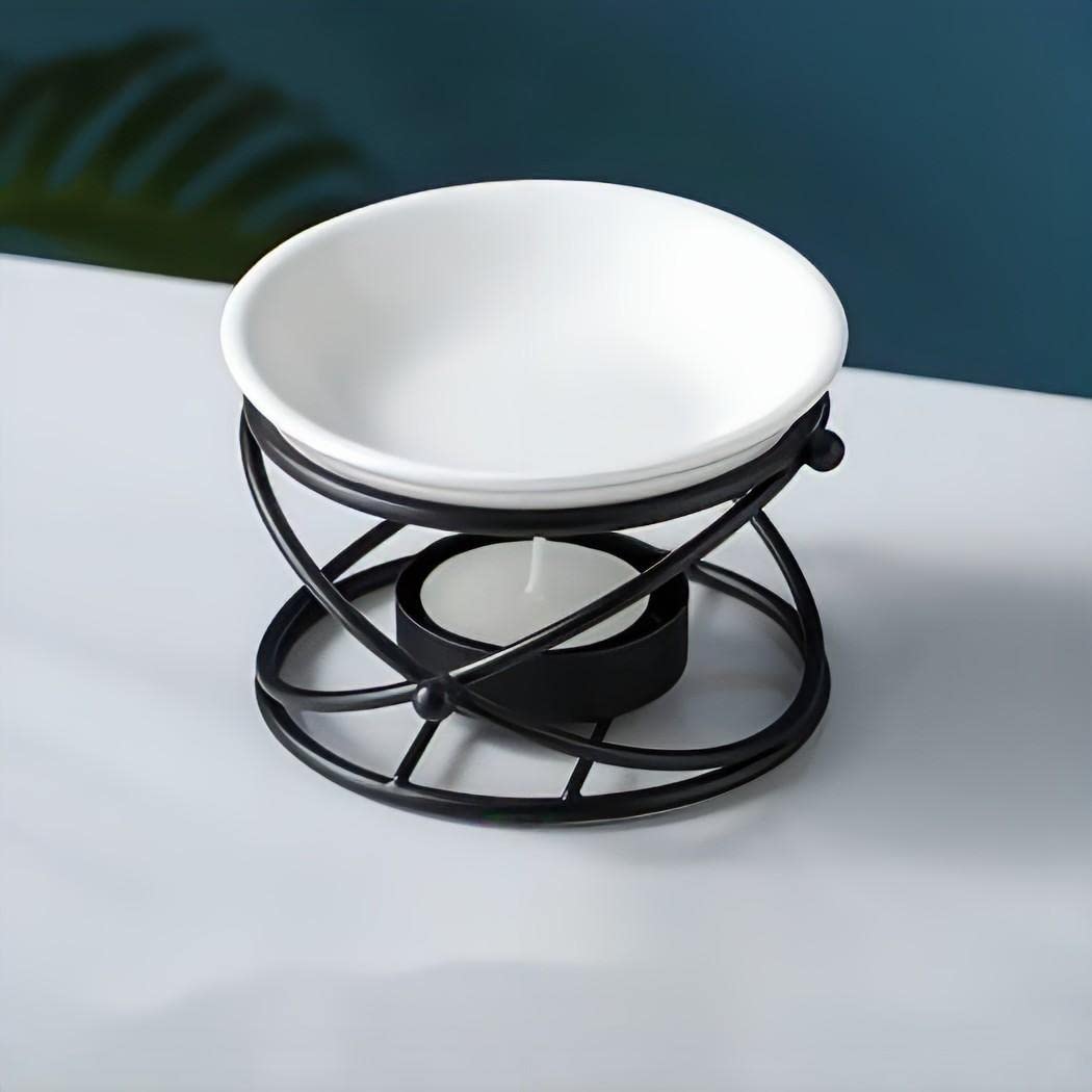 Warmself Delicate Romantic Metal Tealight Candle Holder Oil Tart Burner Aroma Diffuser Furnace Home Decoration Black White