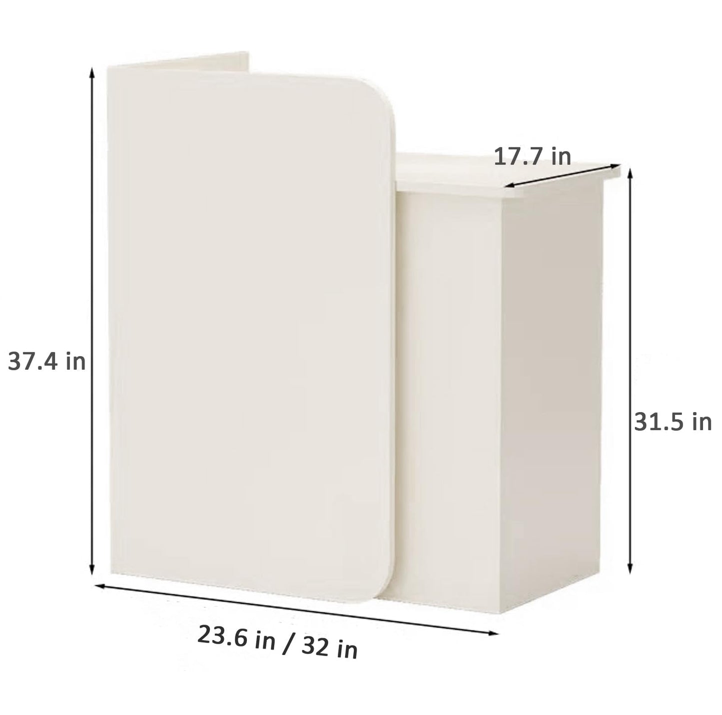 Small Reception Desk with Drawer, Compact Front Counter for Studio, Salon, Spa, Boutique — Modern Minimalist Check-in Table with Smooth Edge, Welcome Desk for Small Space (White, 23.6 in)