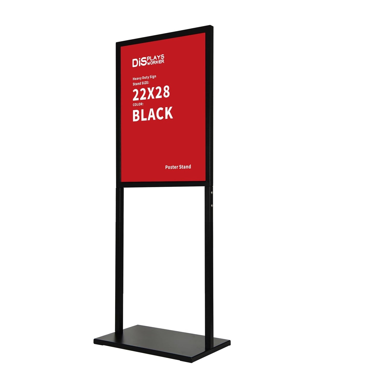 DISPLAYSWORKER Sign holder floor stand, heavy Duty Pedestal poster banner stand for display,22×28 inch slide-in double sided poster sign holder floor standing for board Display (Black, 22×28)