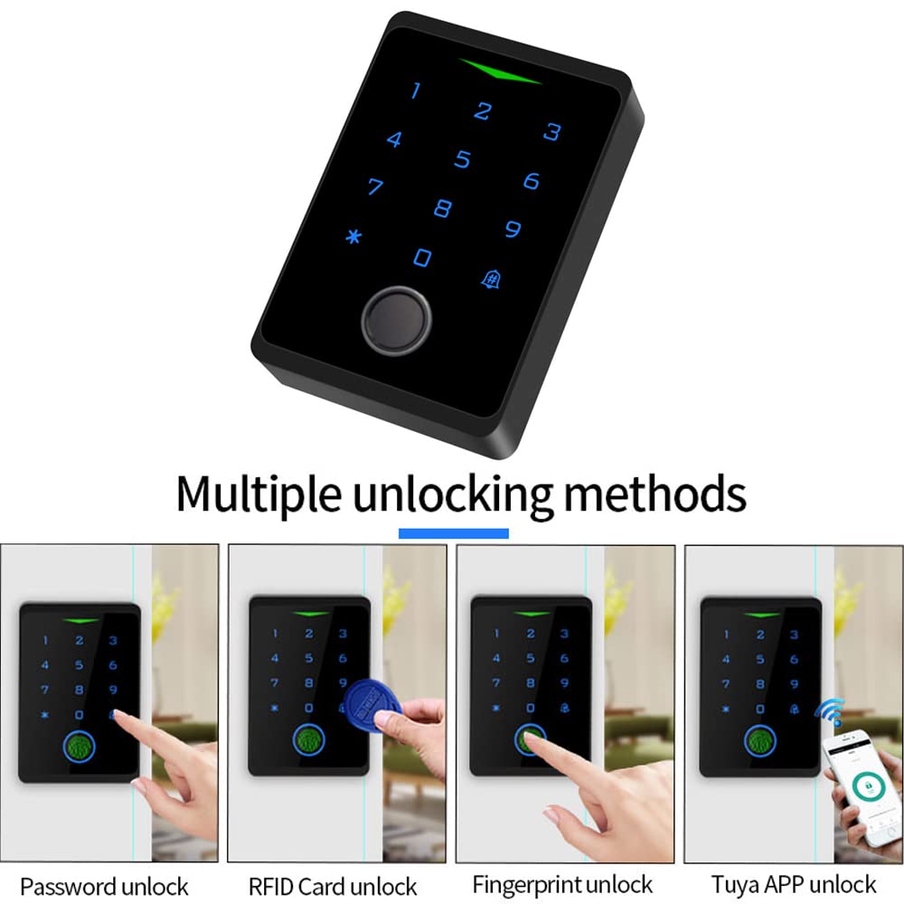 BSTUOKEY WiFi Access Control Keypad,Fingerprint Controler,125khz Card,Lock Opener,Mobile APP Door Keypad,Remote Control Door Lock,Entry Gate Keypad,IP66 Watreproof,1000 User,10pcs Card Free
