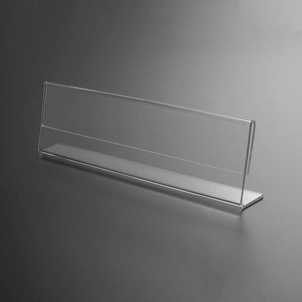 NIUBEE 12 Pack Acrylic 2x8 Name Plates for Desks,Horizontal Slant Back 2x8 Sign Holder for Table Display,Plastic Name License Plate Holder for Office Classroom Teacher Kids Woman Man,Blank