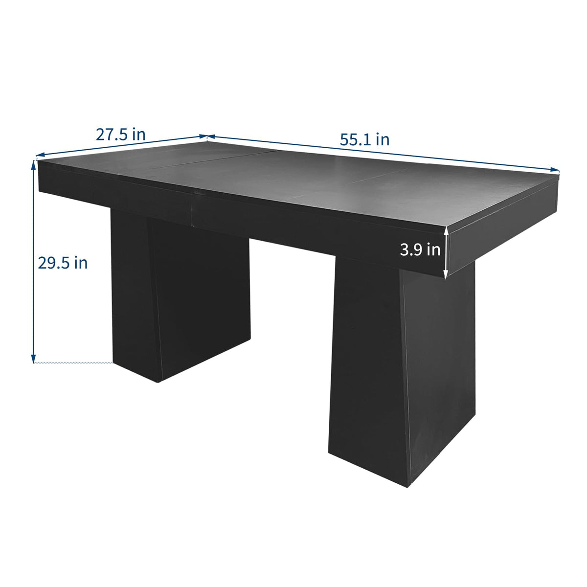GarveeHome 55" Executive Desk, Mid-Century Modern Home Office Desks with Double Trapezoid Base, Wood Computer Desk Business Workstation Desk Conference Table, Black