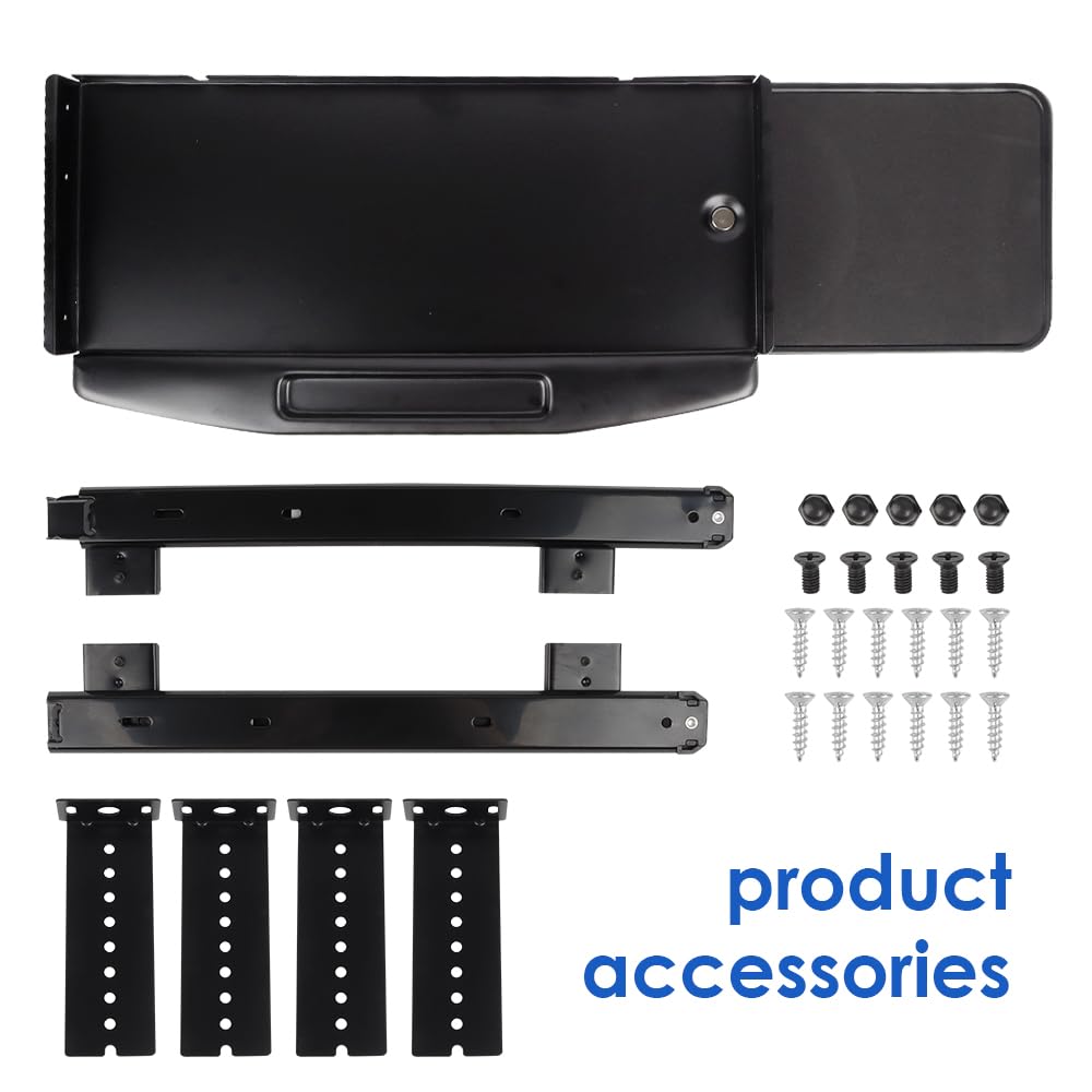 Lumclaw Under Desk Mounted Keyboard Tray Steel Keyboard Tray Under Desk Slide with Rotational Mouse Platform Office