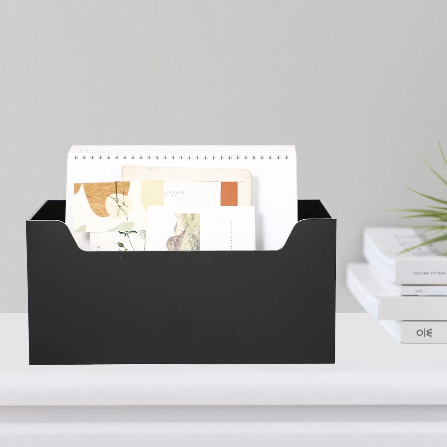 Kamehame Mail Organizer Black Mail Holder Countertop Acrylic Letter Holder Box Vertical Bill Envelope Sorter Basket for Desk Mail Storage Organizer Mailbox for Desktop Office Counter
