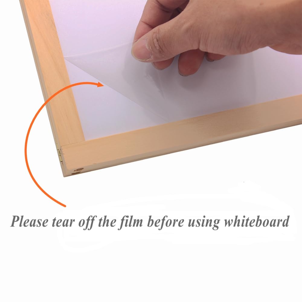 BangQiao Wooden Freestanding A Frame Non Magnetic Chalkboard and Magnetic Dry Erase White Board Display Sign, Double Sided Tabletop Message Board for Home, Office and Counter