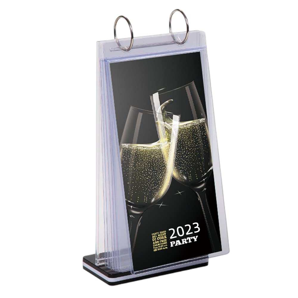 Rikyo Acrylic Sign Holder,Table Card Multi-Page Flip Display 6 Pages-12 Sides,T Shape Double-Sided Desktop Display Holder for Restaurants,Wedding,Photo Frames,Store,Promotions (Vertical-10x20cm)
