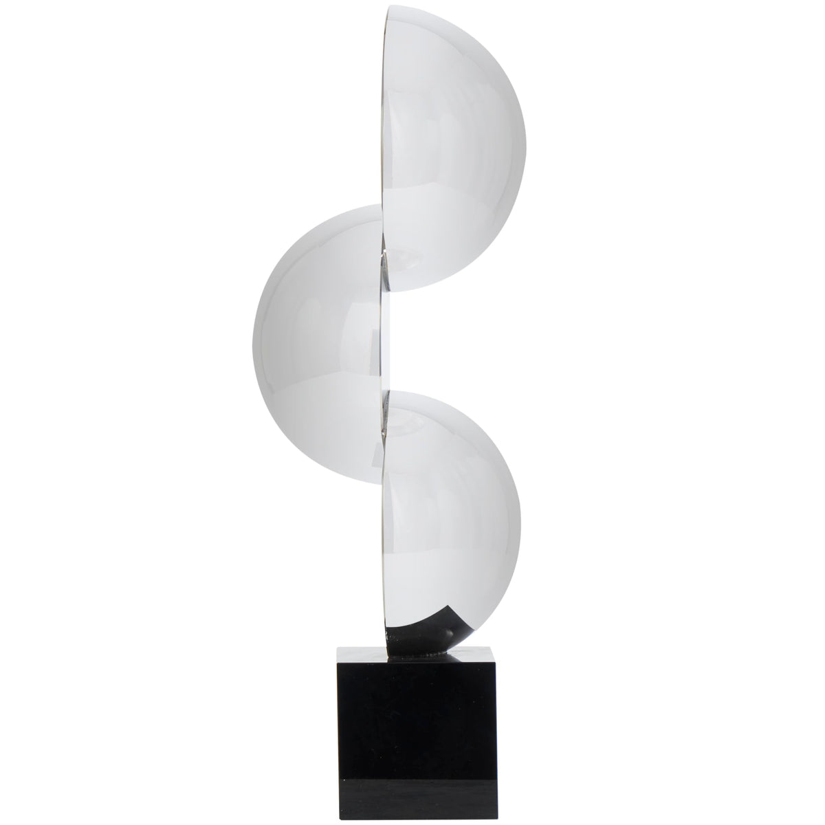 Deco 79 Crystal Geometric Decorative Sculpture Quartered Stacked Orbs Home Decor Statue with Square Black Base, Accent Figurine 5" x 4" x 16", Dark Gray