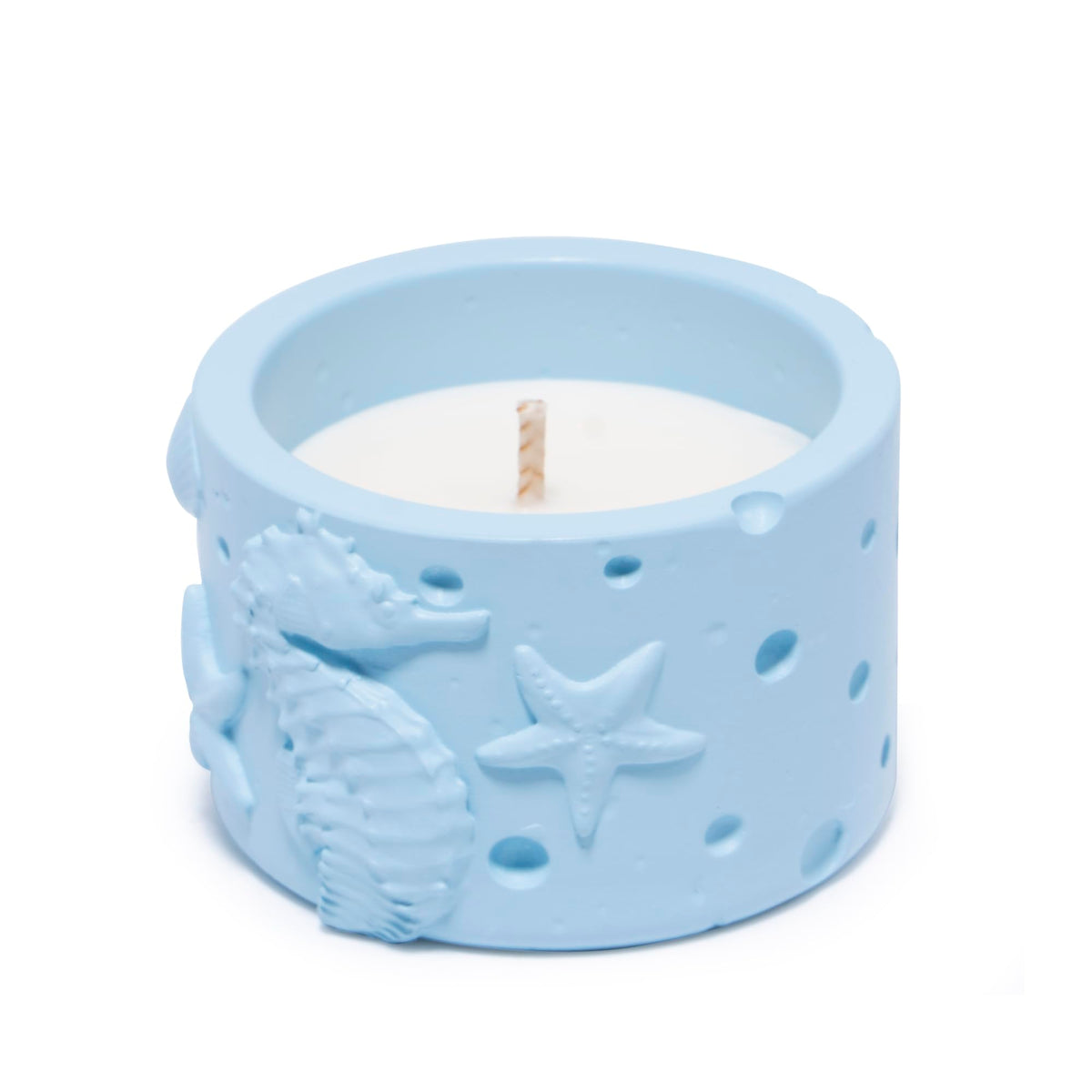 Hodao Oceanic Serenity Handcrafted Aromatherapy Box with Candle & Decor – Beach Rock Sculpture with Sea Turtle, Seashells, for Home, Bathroom, Yoga Room Decor (Blue-Seahorse)