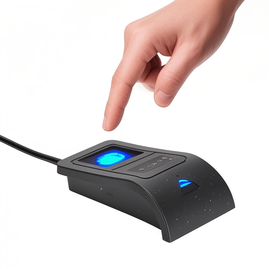ZJchao USB Fingerprint Reader Scanner, Mini Key Reader and Attendance Machine for with 360° Calibration