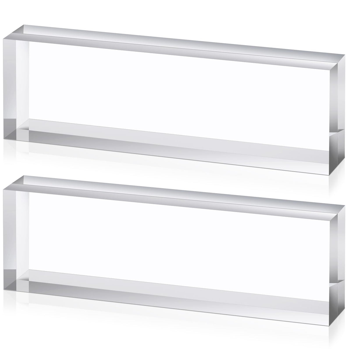 Yousoontic 2 Pcs Clear Acrylic Blocks for Display Blank Name Plate Block Cube Display Stand for Wedding Props Photography Scrapbooking Crafts (2.5 x 8 x 1.125 Inch)
