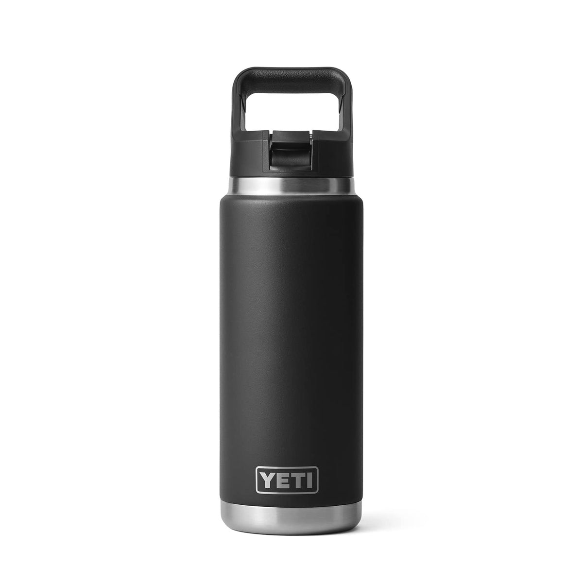 YETI Rambler 26 oz Bottle, Vacuum Insulated, Stainless Steel with Straw Cap, Black