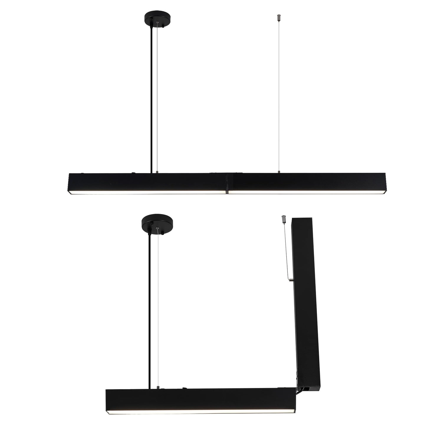 be studied 4FT 50w Led Linear Light, Fixture 0-10V Controlled Dimming 3000K 4000K 6000K Color Changing, Black Ceiling Shop Light, Suspended Office Lighting Fixture 2 Packs