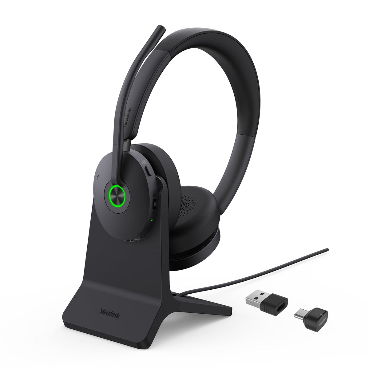 Yealink BH74 with Stand ANC Wireless Bluetooth Headset with Mic for Work, 6-mics Hybrid ANC Tech, Microsoft Teams Premium Open Ofﬁce Certified Headsets, up to 32h Talking Battery Life, Zoom Certified