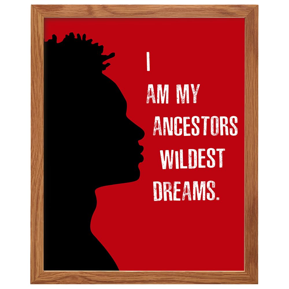 Motivational Black Wall Decor FRAMED - African American Art - Inspirational Quotes Wall Art for Boys Bedroom, Teens Room, Living Room, Office - Gift for Men, Afro Americans - 8x10 Black Power Poster