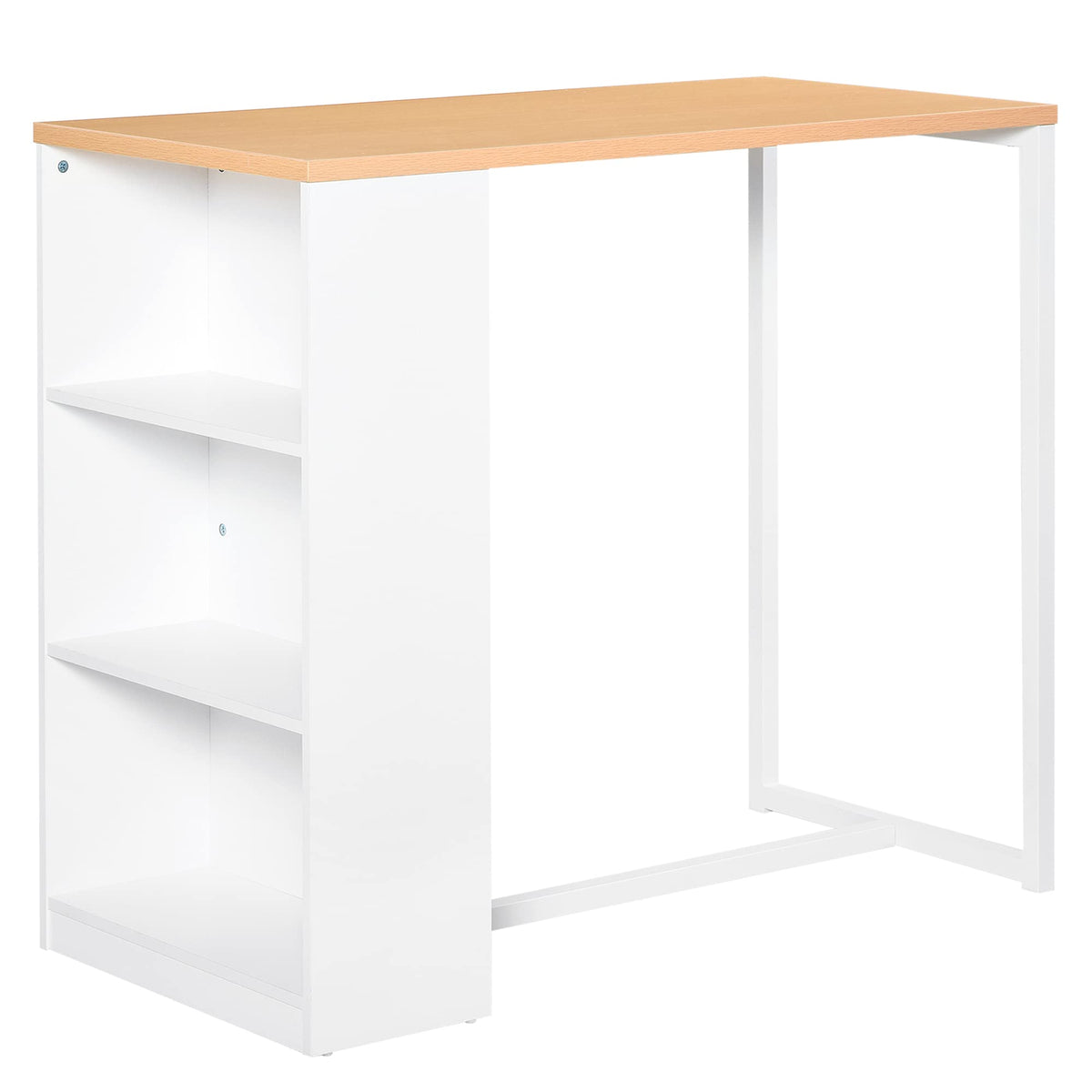 HOMCOM Modern Bar Table Counter Height Dining Table with 3 Storage Shelves for Kitchen, Dining Room, Living Room, White