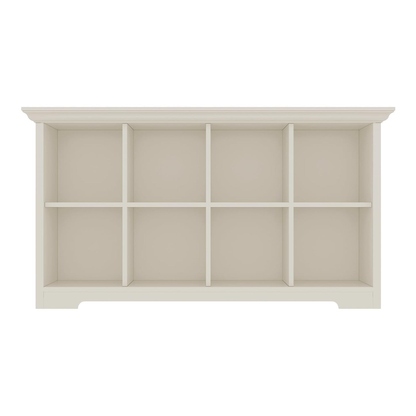 OSCHF Cube Shelf Bookcase with Base - Wooden 2 Tiers Floor Standing Low Storage Cabinet for Home and Office, 8-Cube Lattice Bookshelf, Warm White