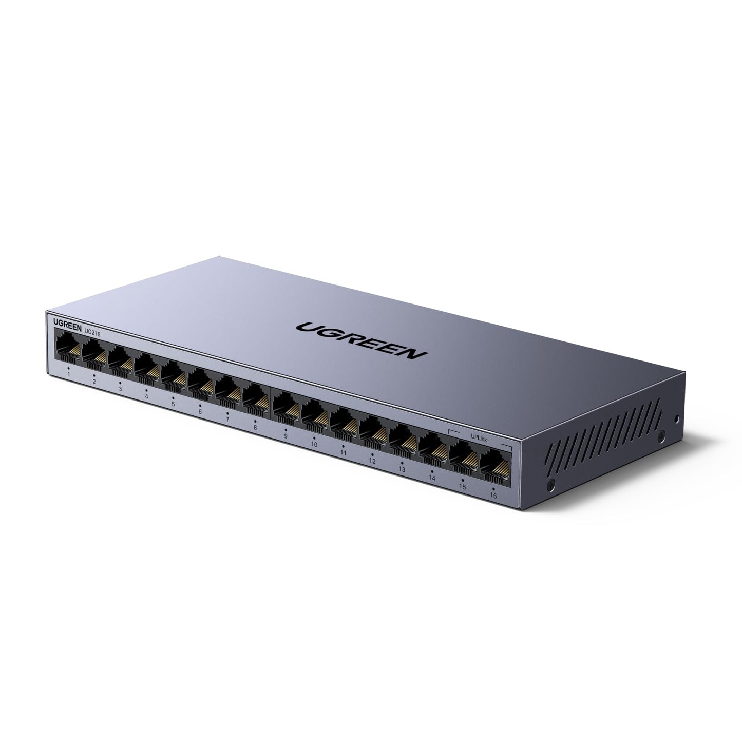 UGREEN 16 Port Gigabit Switch, Plug & Play Ethernet Switch, Standard/VLAN Mode, Unmanaged Network Splitter for Office & Business, Metal Fanless Desktop & Wall Mount Hub for NAS, PC, Printer, Router