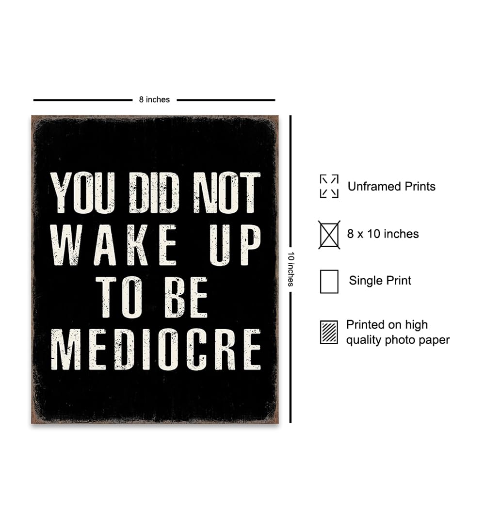 YELLOWBIRD ART & DESIGN Motivational poster 8x10 - Black Rustic Motivation Inspirational Quotes Wall Art - Inspiration Positive Quotes Wall Decor - Office Artwork for Men Entrepreneur Gym Decor