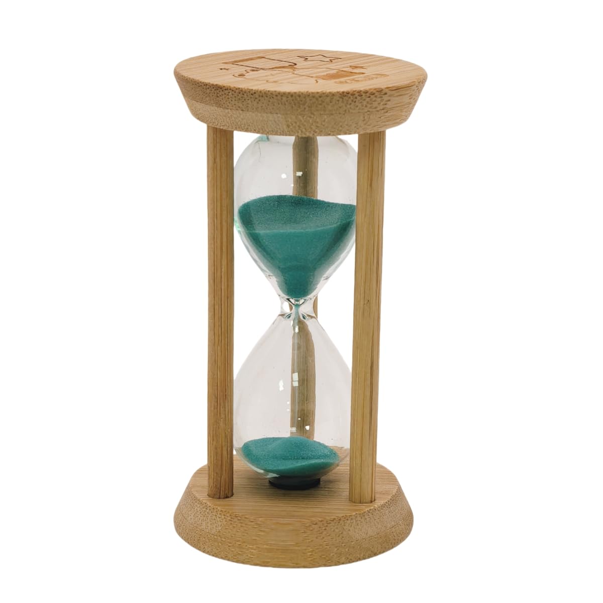 Turquoise Sand Timer,5Min Wood Sandglass Clock - Modern Hourglass Watch with100% Bamboo Frame for Kids Games Classroom Kitchen Home Office Decor(Turquoise+5Min)