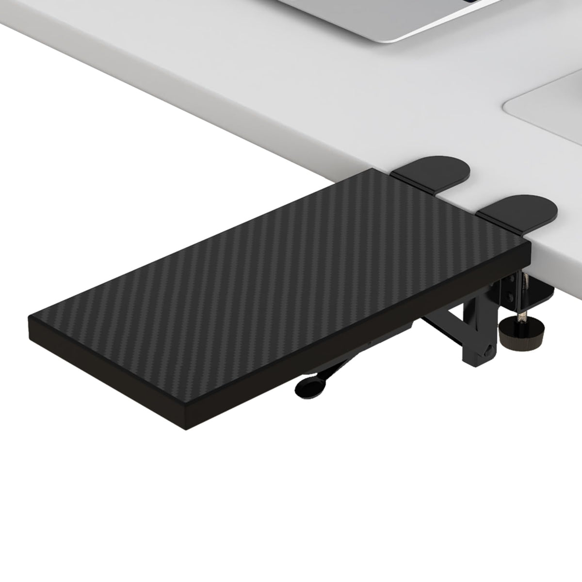 Sisyphy Ergonomics Desk Extender Tray, 11.8x5.9" Punch-Free Clamp on, Foldable Keyboard Drawer Tray, Table Mount Arm Wrist Rest Shelf, Computer Elbow Arm Support