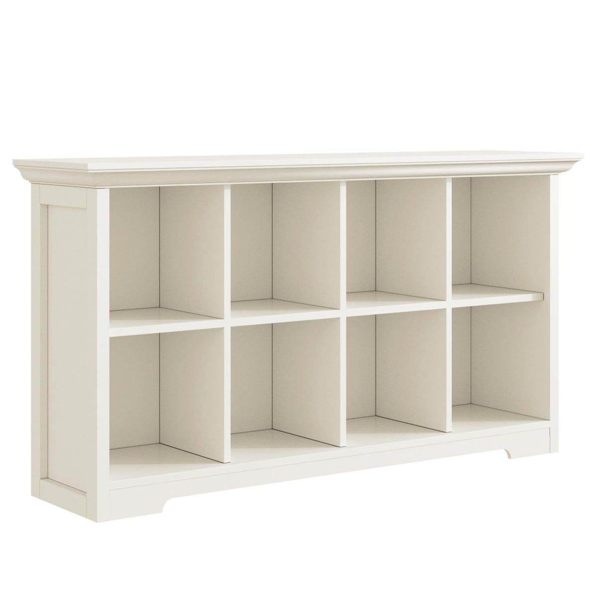 OSCHF Cube Shelf Bookcase with Base - Wooden 2 Tiers Floor Standing Low Storage Cabinet for Home and Office, 8-Cube Lattice Bookshelf, Warm White