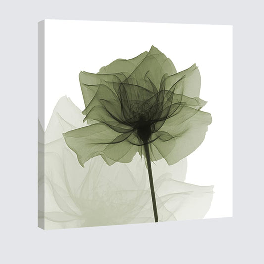 Wieco Art Large Contemporary Gallery Wrapped Floral Giclee Canvas Print Green Flickering Flowers Pictures Paintings on Canvas Wall Art Ready to Hang for Living Room Home Decorations 24x24 inch