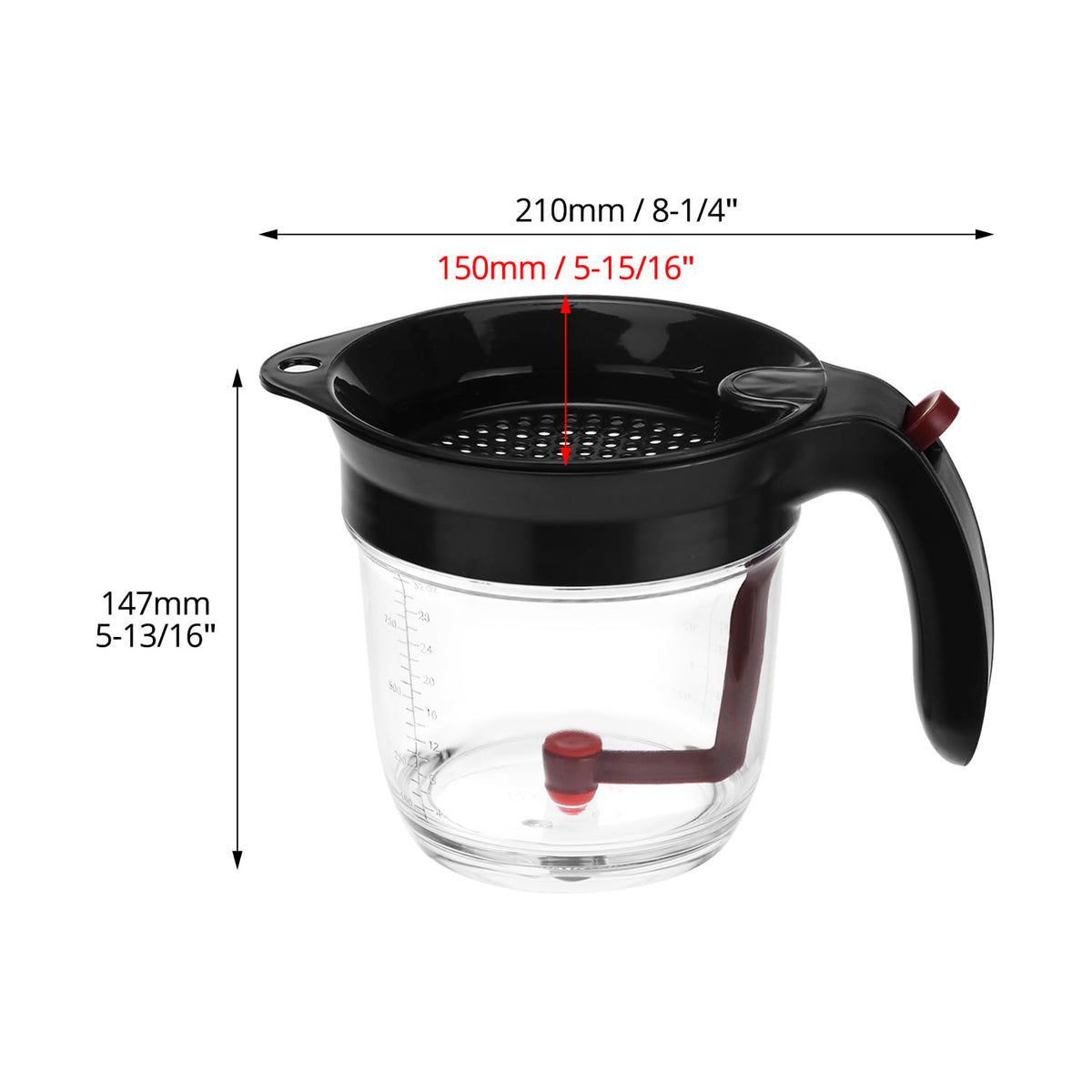 QWORK Fat Separator, 4 Cups / 1000 ml Grease Separator with Bottom Release - Soup Oil Separator Measuring Cup for Cooking