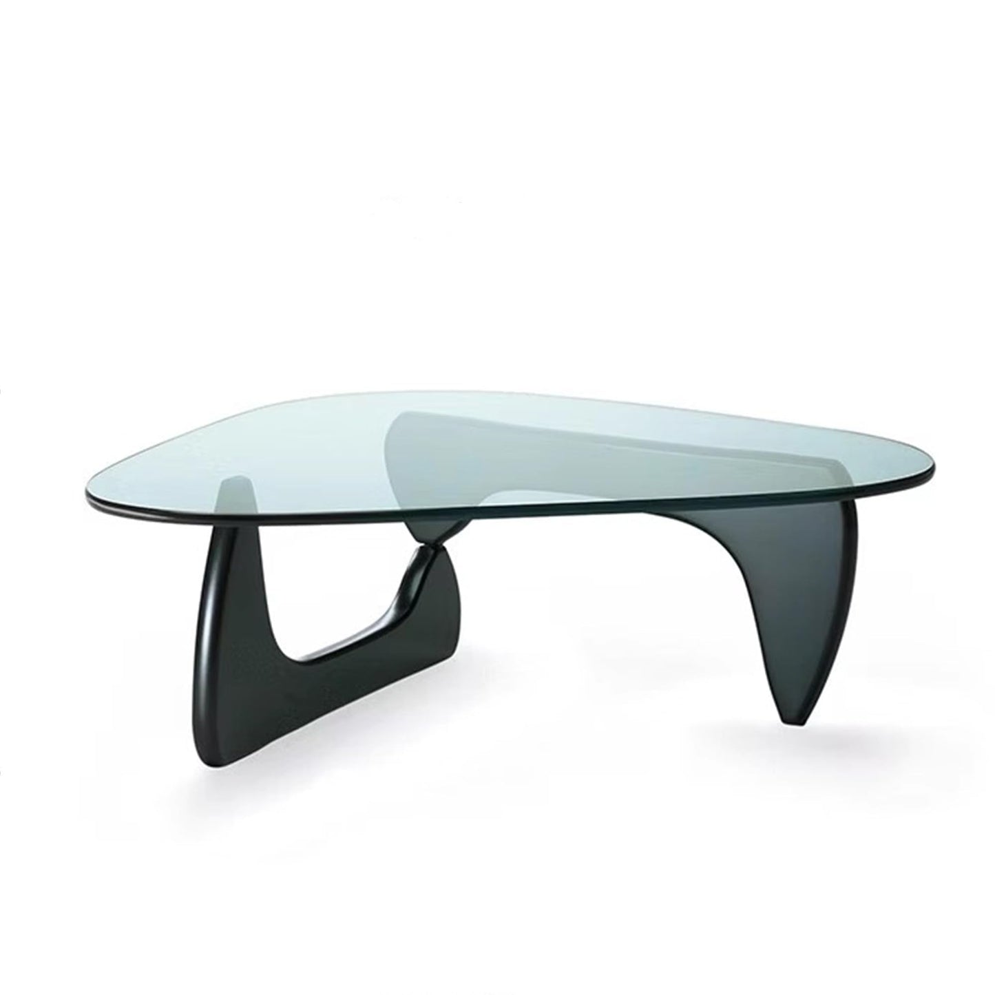 EASYSOUL Modern Glass Coffee Table, 32.68" D x 22.44" W x 15.75" H, Abstract Round Tea Tables for Living Room Home Office Industrial Cocktail Tables (Black-Clear Glass, 32.68")