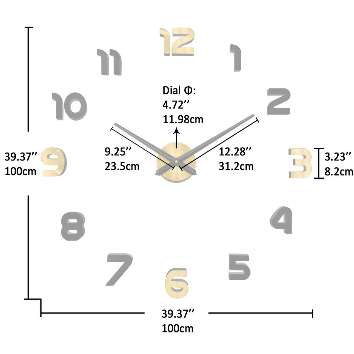 VANGOLD Wall Clock Large Wall Clock for Living Room Decor, Decorative Wall Clocks Battery Operated (Black Gold Wall Decor)