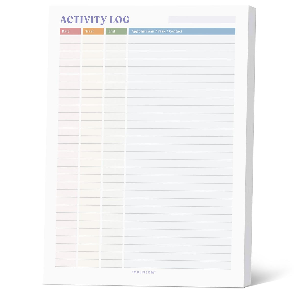 Activity Log Notepad 8.5 x 11 Tear-Off Pad – 70 Undated Sheets Office Project Productivity Planner Contact Action Appointment Task Time Hourly Tracker (White, Colorful, 1 Pack)