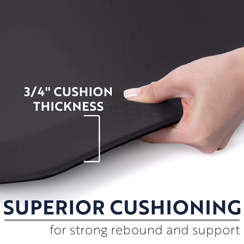 KANGAROO Anti Fatigue Mats for Kitchen Floor, Reduce Foot, Knee, Back Pressure, 3/4 Inch Thick Cushioned Ergonomic Mat, Waterproof Comfort Rug for Under Sinks, Standing Desk, Store Floors, 32x20 Black