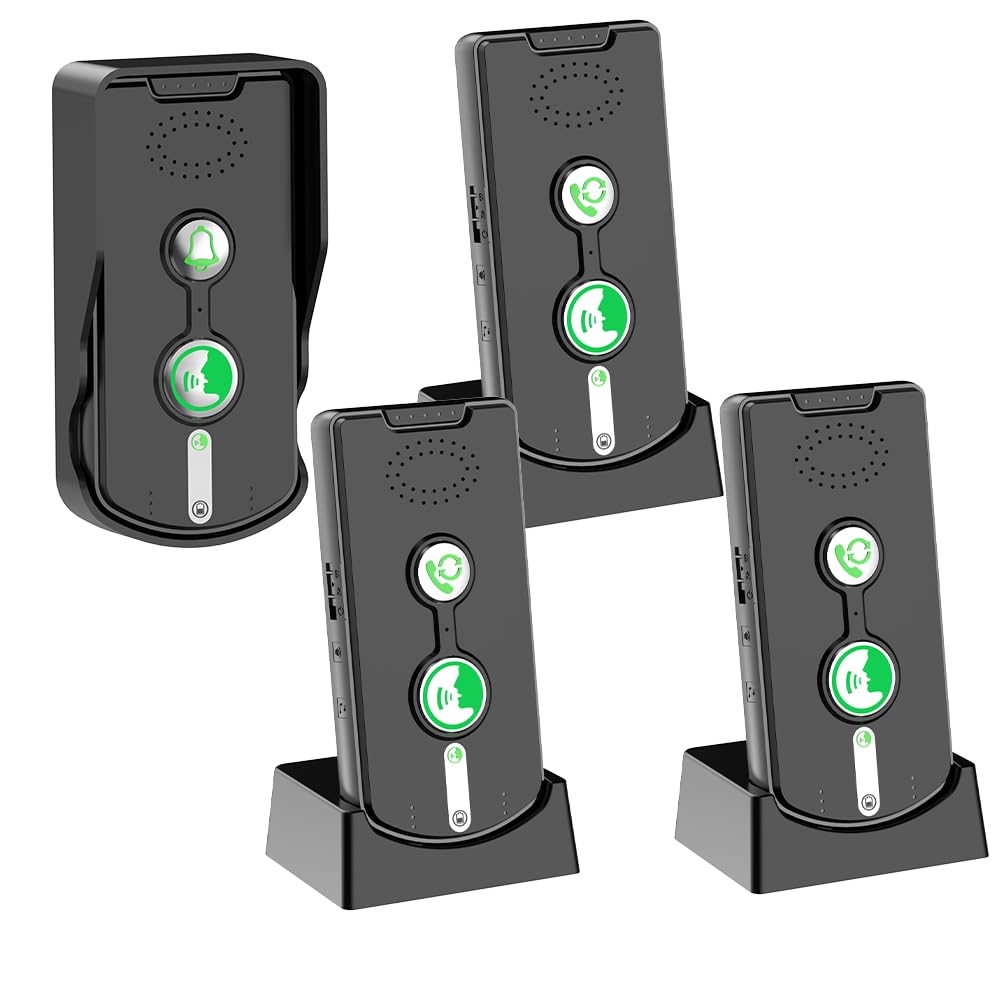 2 Way Wireless Doorbell Intercom Indoor Outdoor, Long Range Door Intercoms System for Home with Waterproof Cover Rechargeable Battery,30 Days Long Standby Time 5 Level Volume Adjustment（4 Pack）