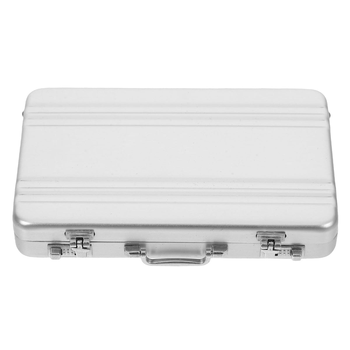 Tofficu Business Card Holder, Aluminum Alloy Name Card Case with Handle, Mini Metal Briefcase Organizer for Business Meetings And Events Storage Men（sliver）