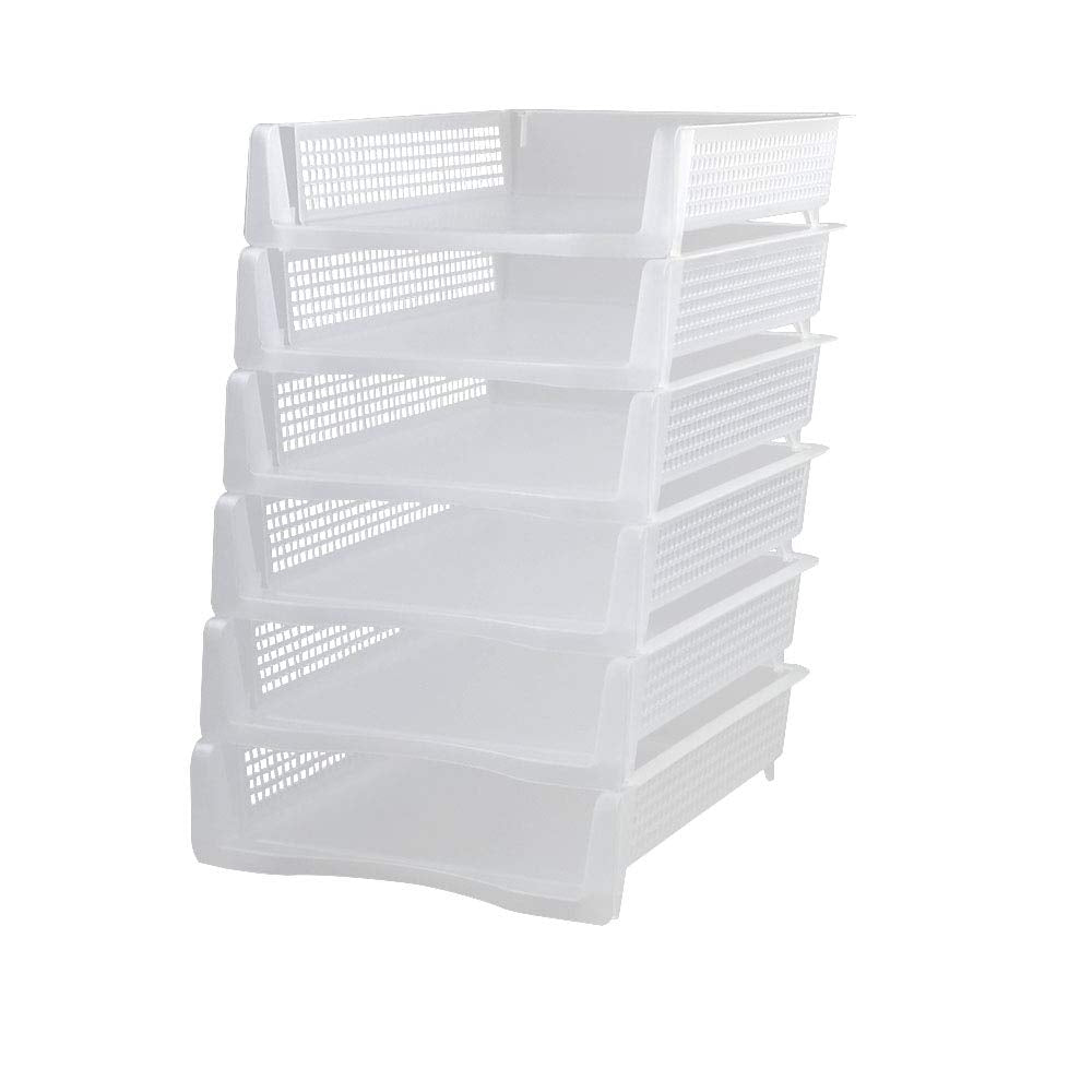 Nesmilers 6 Packs Stackable A4 Paper Tray, Clear, Plastic Desk Letter Tray