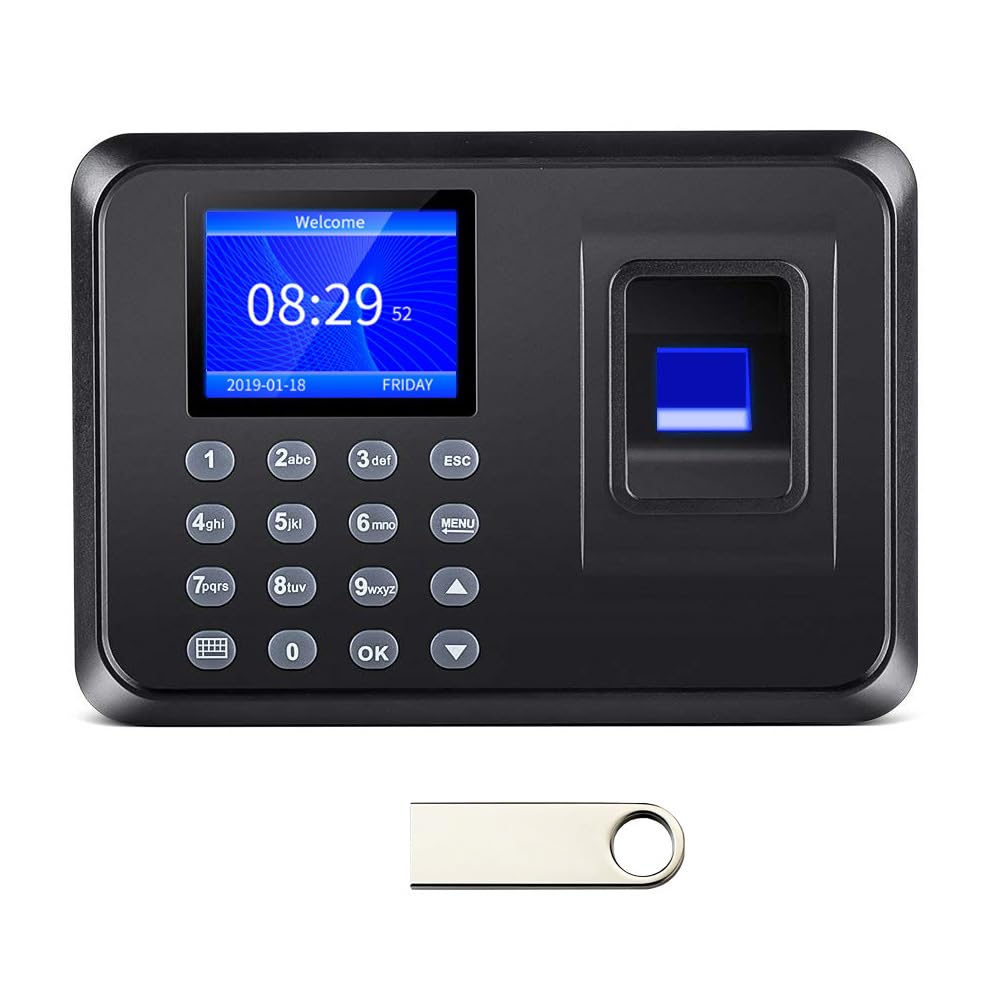 MIKONIYA Time Clock,Time Clocks for Employees Small Business,Attendance Machine with Fingerprint,Password Punching in One,Office Fingerprint Time Clock with 500 Faces (F01)