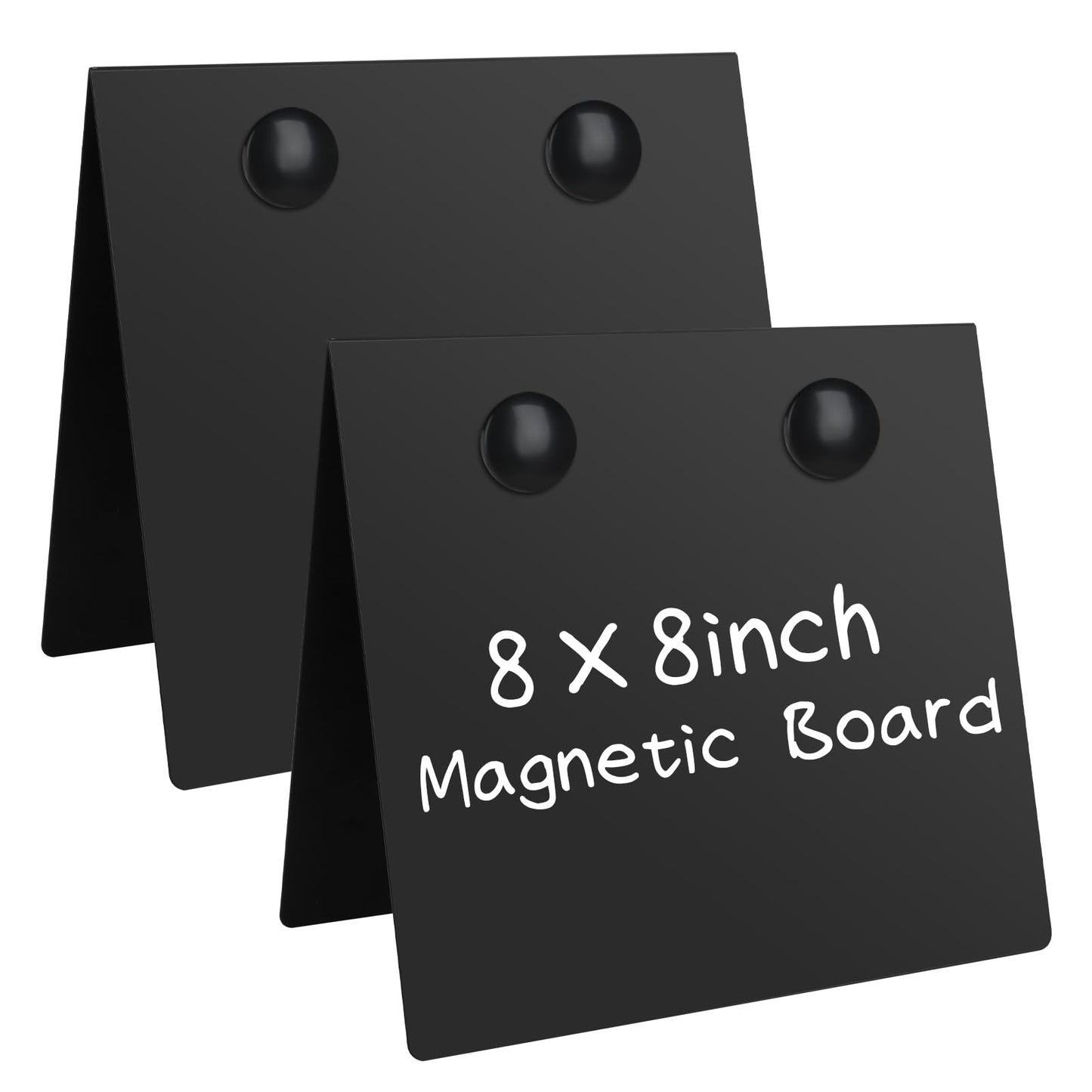 2 Pcs 8x8inch Magnetic Bulletin Board with 4 Magnets, Metal Magnet Display Board, Tabletop Memo Board, Memo Display Easel Stand for Home Kitchen School Office