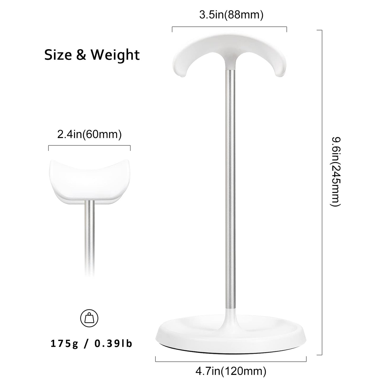 Headphone Stand, Curved Headset Stand with Storage Tray, Heavy Base Gaming Headset Holder for AirPods Max, AirPods, AirPods Pro, Beats, Bose, Sennheiser, Sony and More (White)