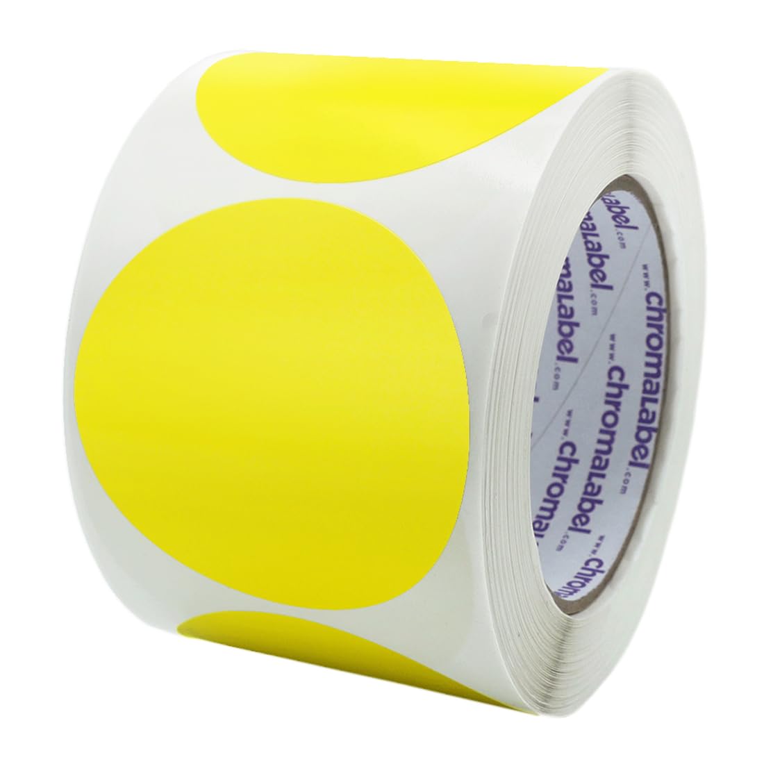 ChromaLabel Yellow Dots 3 Inch Round Labels, Color Coding Yellow Stickers, Easy to Write On Round Colored Stickers, 500 Sticky Dots per Roll