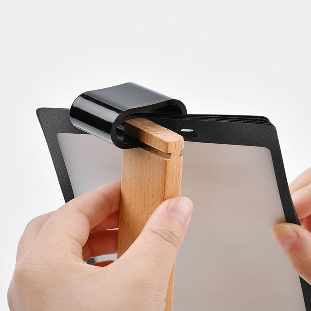 ECKEK Acrylic Sign Holder Multi-Page flip Sign Holder Menu Displays Double Sided 5 Pages-10 Sides, Wood Base Table Top Sign Stand (100*200mm/3.94×7.87 inches)