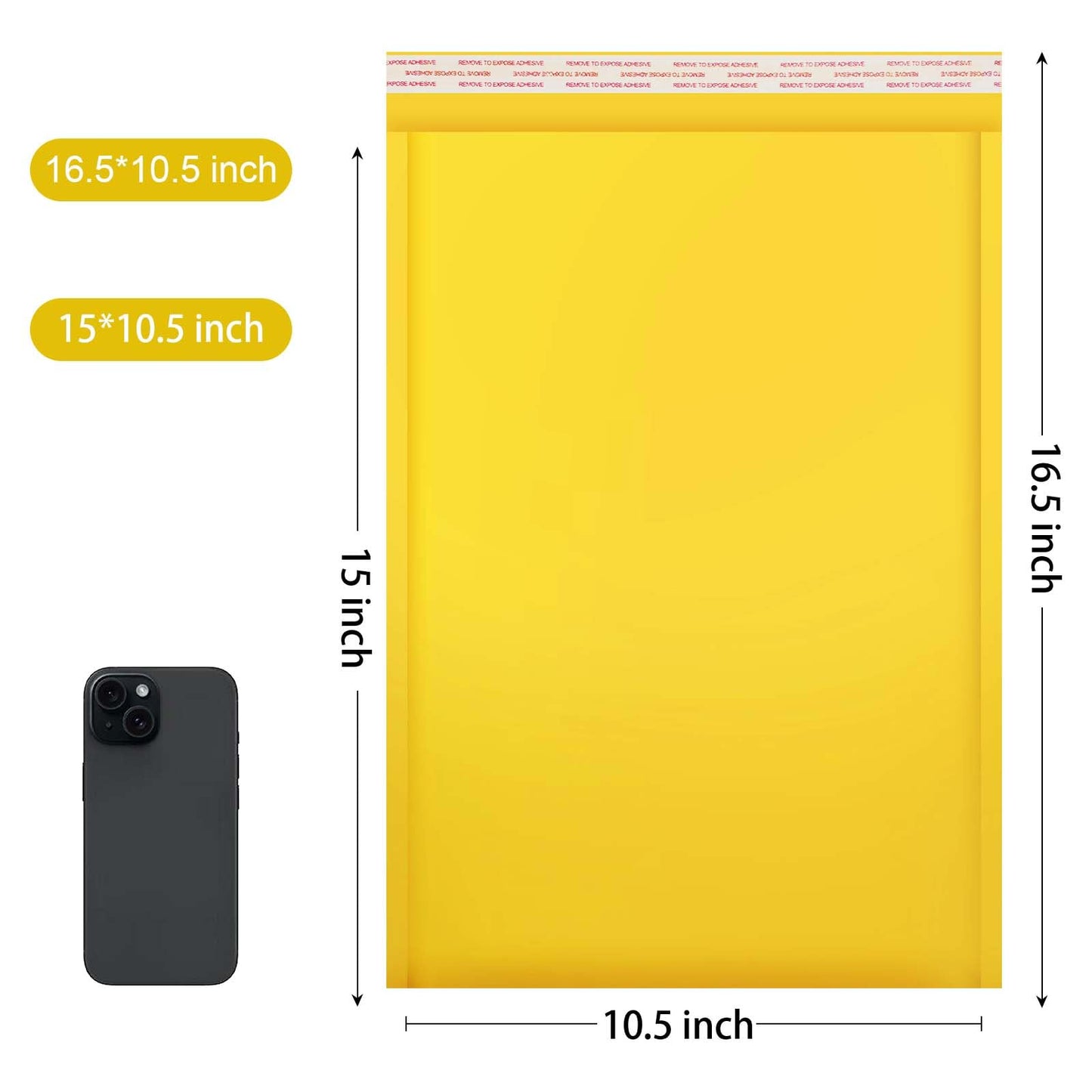 packbabol Kraft bubble mailers 10.5x15 Inch 50 Pack,Self-Sealing Paper Envelopes for Packaging,Strong Adhesion Envelope Mailers, Waterproof Cushioned Padded Shipping Bags Yellow #5