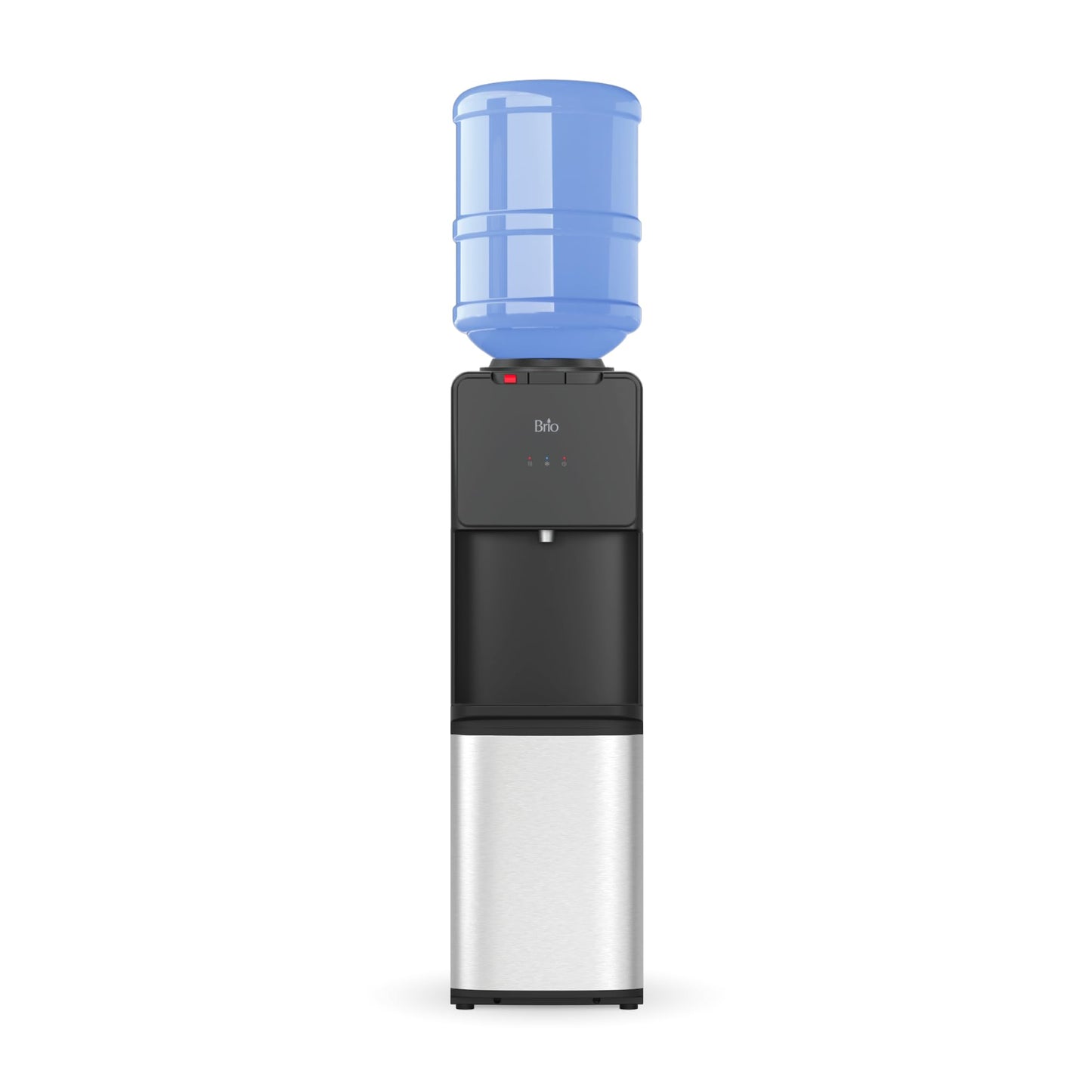 Brio 130 Series Top-Load Water Cooler Dispenser for 3- and 5-Gallon Bottles, Hot & Cold, Spill-Free Loading, Child Safety Lock, Energy Star 3.0, Black & Stainless