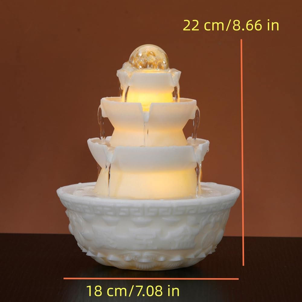 Tabletop Water Fountain - Desktop Waterfall Fountain Indoor Tabletop Humidifiers Home Decoration for Office, Living Room, or Bedroom