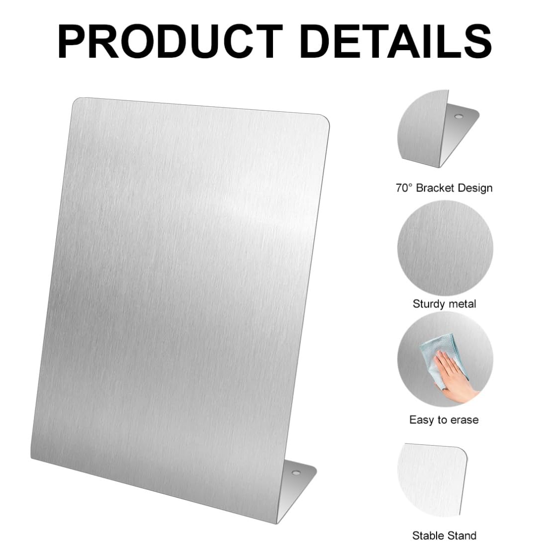 2 Pcs Magnetic Bulletin Board with Stand Metal Tabletop Memo Board Magnet Menu Easel Board Stainless Steel Display Stand for Office Home Kitchen School 10.4 x 6 in
