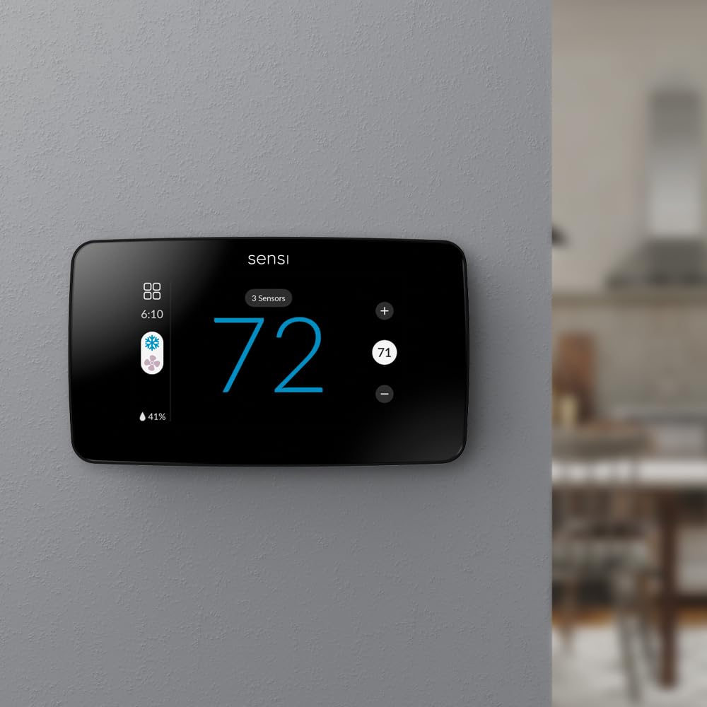 Sensi Touch 2 Smart Thermostat with Touchscreen Color Display, 100 Years of Expertise, Programmable, Wi-Fi, Data Privacy, Easy DIY, Works with Alexa, Energy Star Certified, ST76, C-Wire Required