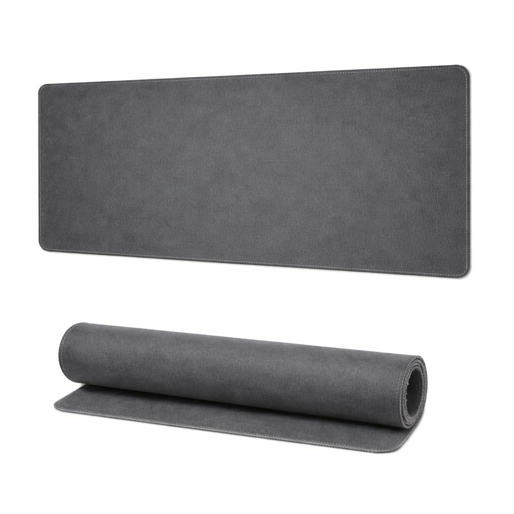 Large Desk Mat 47" x 23" – Premium PVC Leather Desk Pad, Non-Slip Office & Home Workspace Mat, Water-Resistant Writing Surface, Large Desk Protector for Laptop, Keyboard & Mouse (Grey)