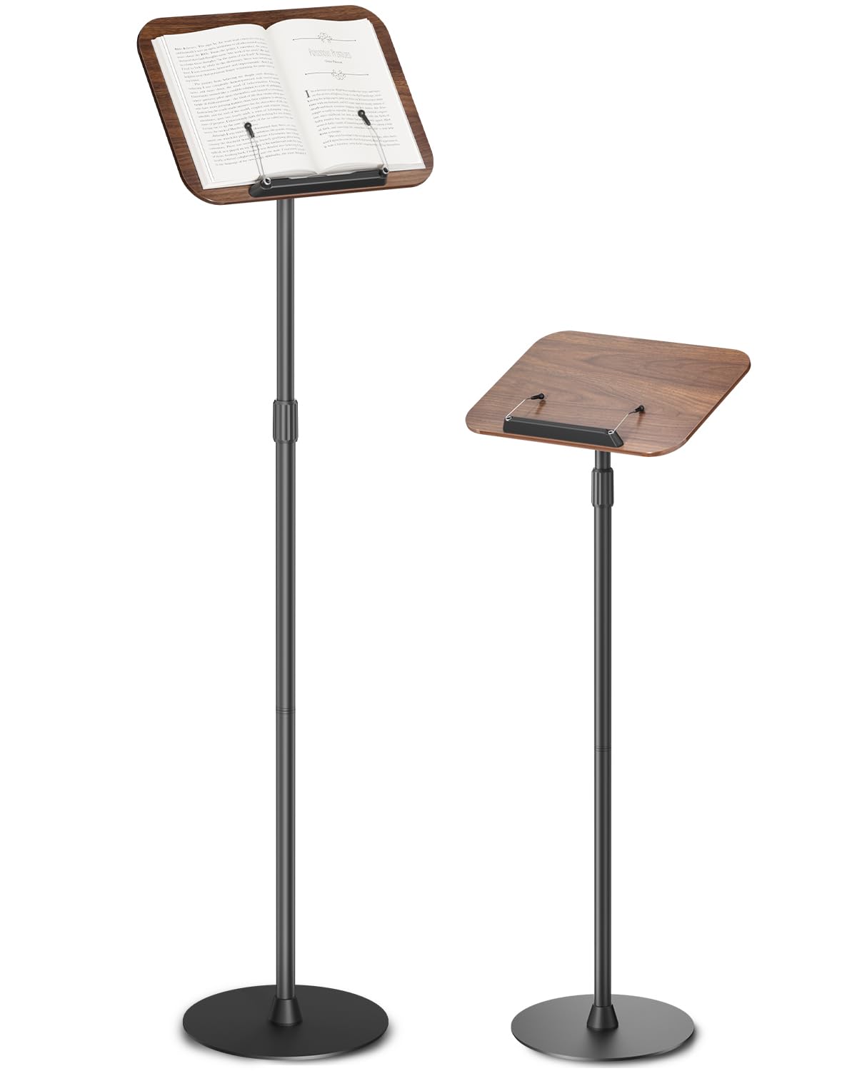 Viozon Floor Book Stand, Height Adjustable Reading Stand, Multi-Purpose Book Holder/Laptop Stand/Music Sheet Stand, 180° Tilt Desktop, Heavy-Duty Base, Two-Stage Page Clips for Thick Books